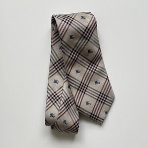Vintage Burberry Italian Silk Wide Knight Print Tie